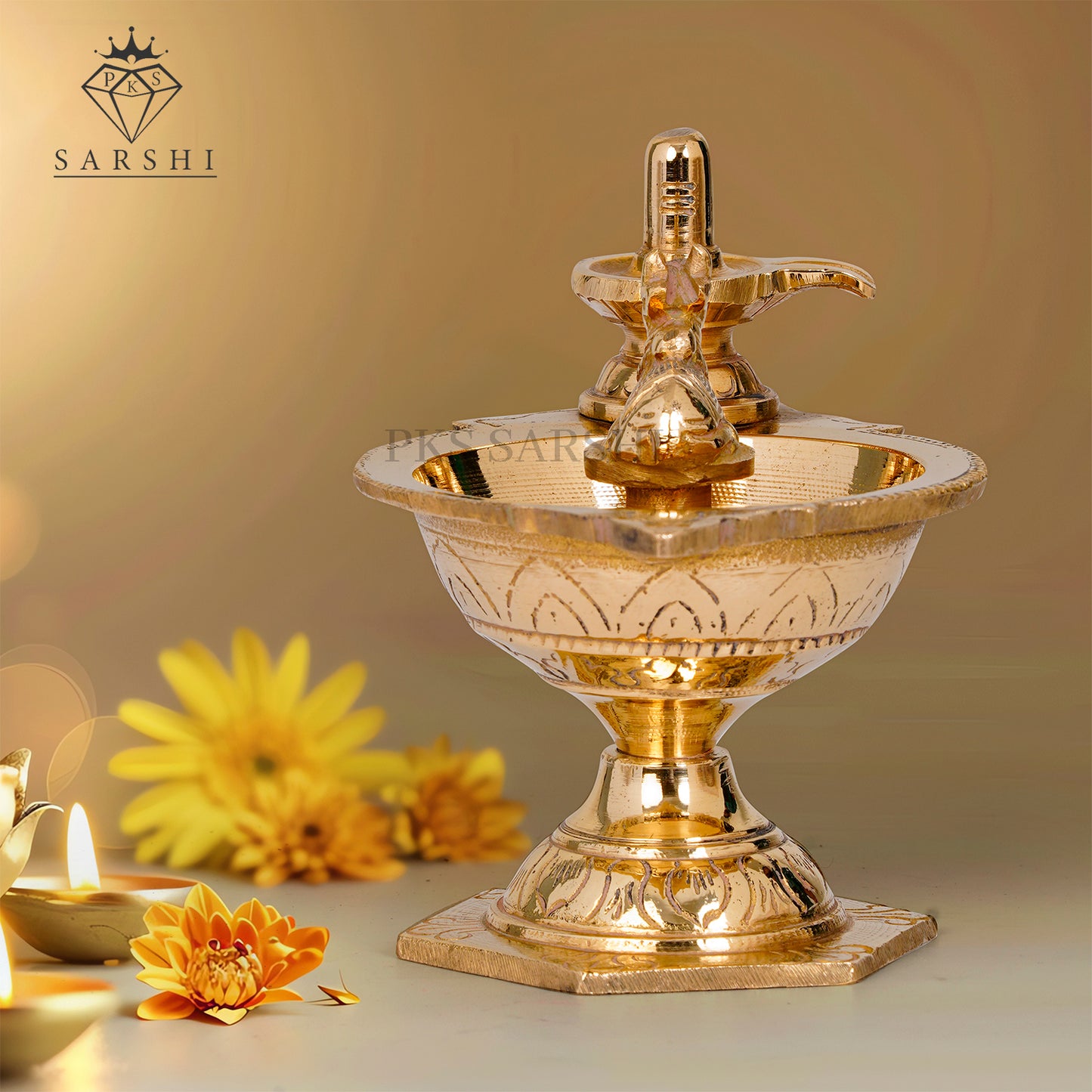 Pradhosha Sivan Brass Lamp - Handcrafted Traditional Oil Lamp for Divine Blessings