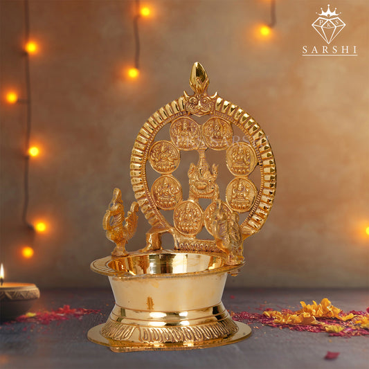 Ashtalakshmi Jalli Brass Lamp1428 5 - Elegant Traditional Oil Lamp for Divine Blessings