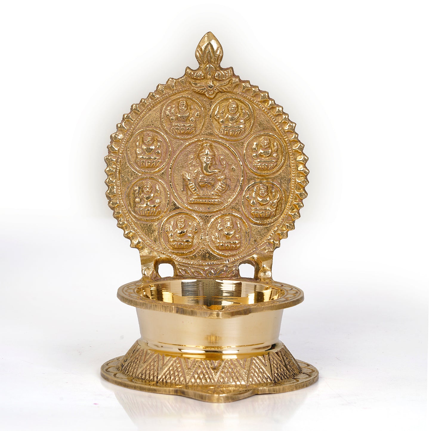 Ashtalakshmi Brass Lamp No3 - Divine Oil Lamp for Prosperity and Blessings