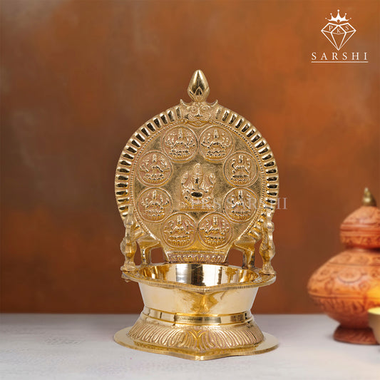 Ashtalakshmi Brass Lamp No4 - Divine Oil Lamp for Prosperity and Blessings