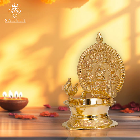 Ashtalakshmi Brass Lamp No5 AP - Divine Oil Lamp for Prosperity and Blessings