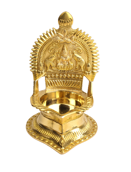 Kamakshi Meenakshi Brass Deepam - Divine Oil Lamp for Pooja